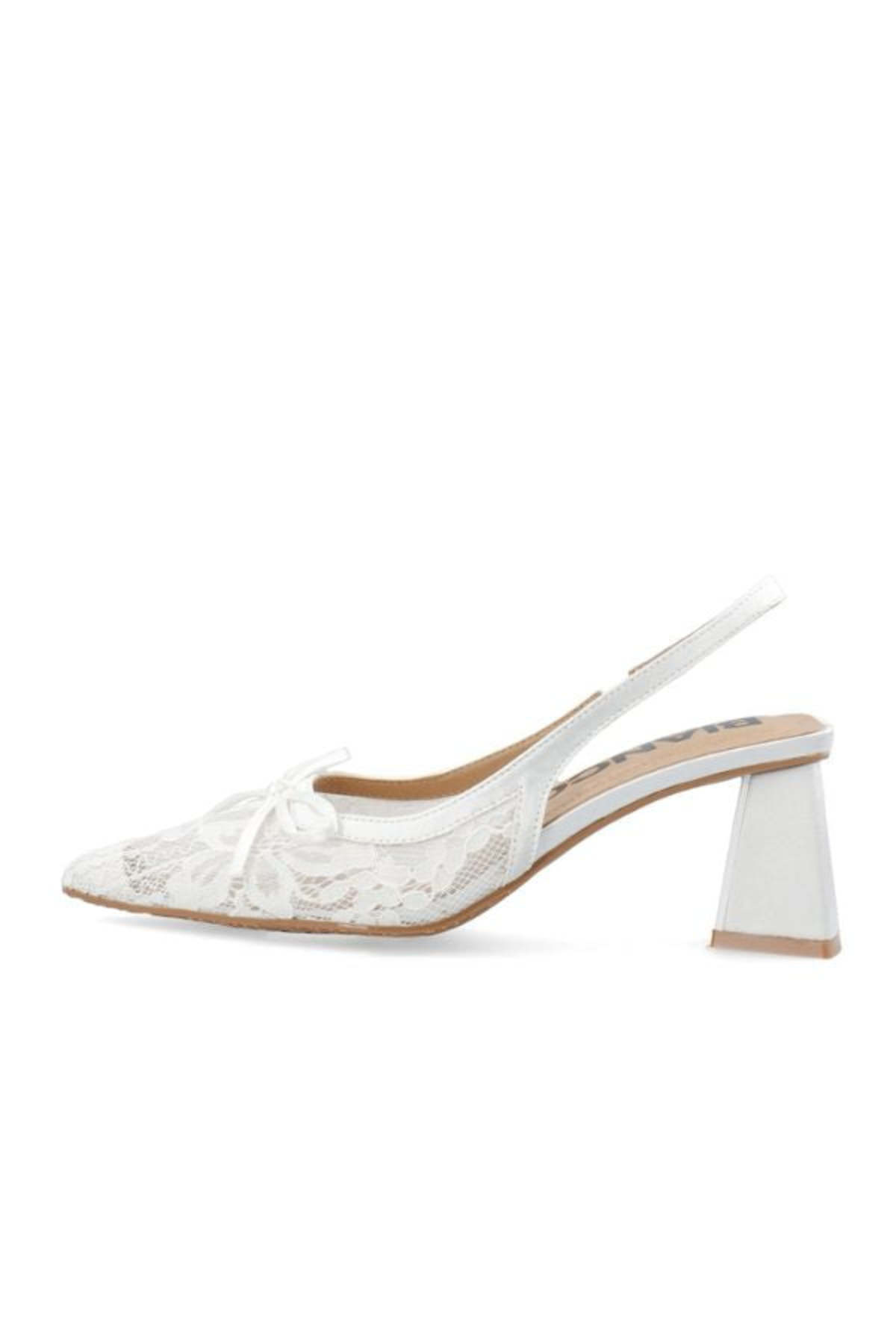 BIANCO Biamaralyn Bow Slingback Heels - White Lace - Image 2 of 6
