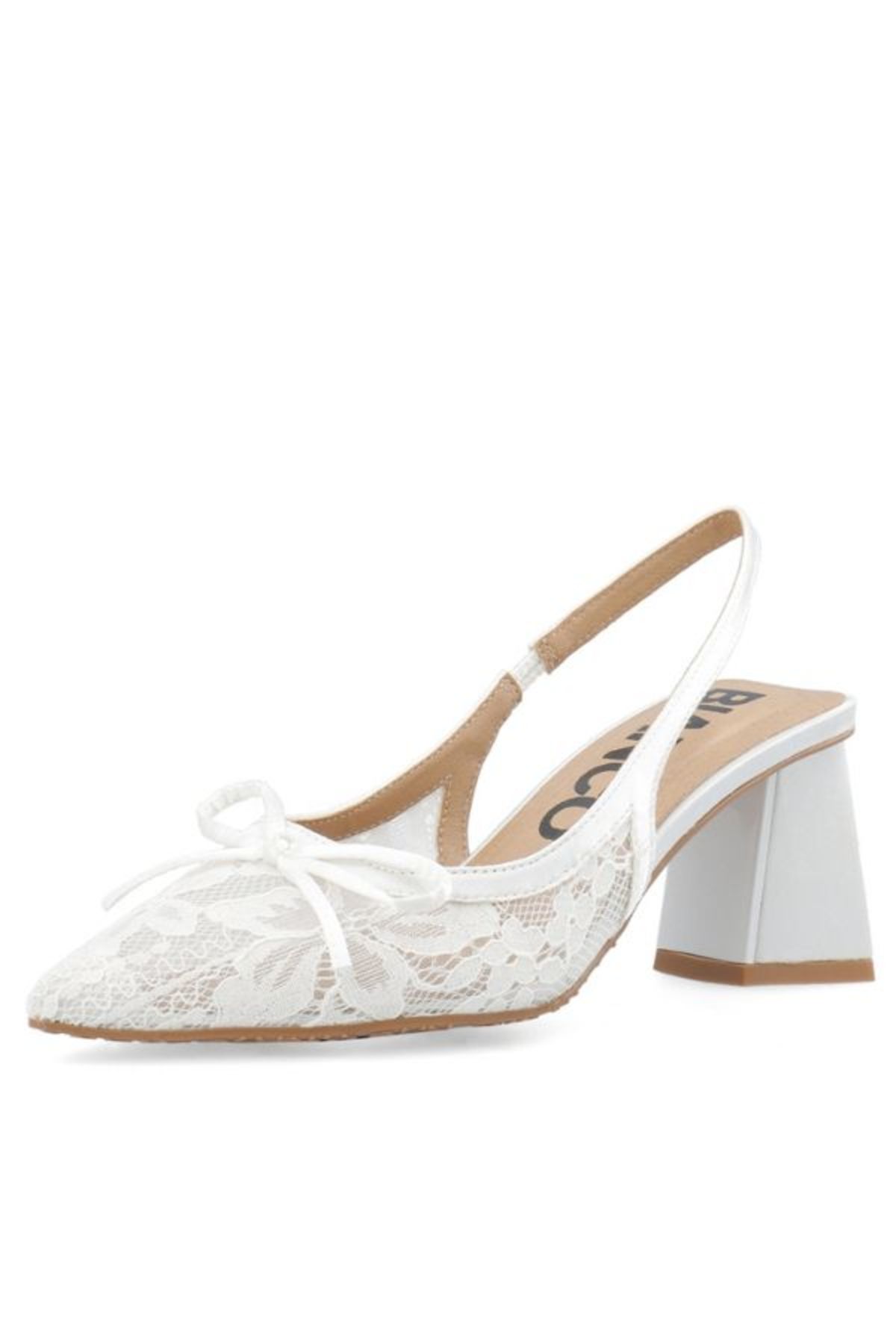 BIANCO Biamaralyn Bow Slingback Heels - White Lace - Image 3 of 6