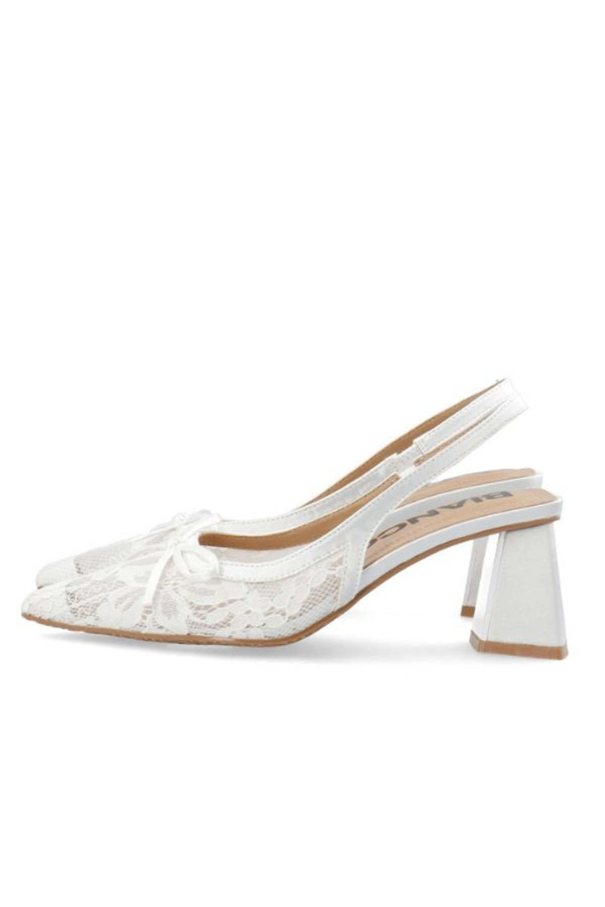BIANCO Biamaralyn Bow Slingback Heels - White Lace - Image 5 of 6