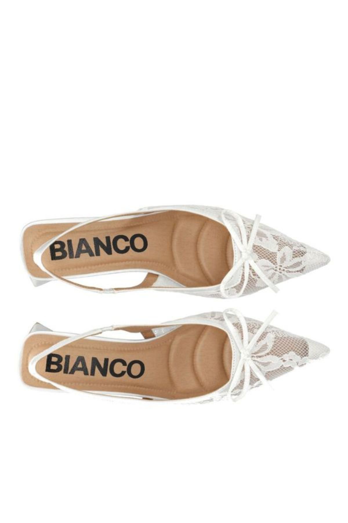 BIANCO Biamaralyn Bow Slingback Heels - White Lace - Image 6 of 6