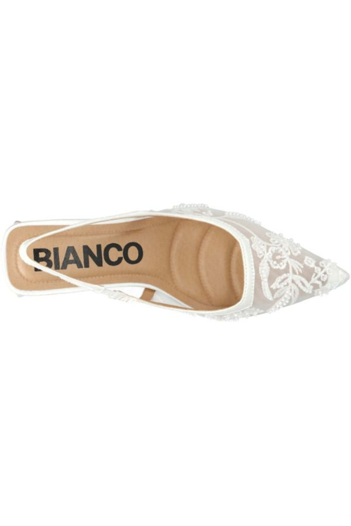 BIANCO Biamaralyn Lace Beaded Slingback Heels - White Lace - Image 5 of 6