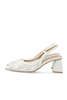 BIANCO Biamaralyn Lace Beaded Slingback Heels - White Lace - Thumbnail 6