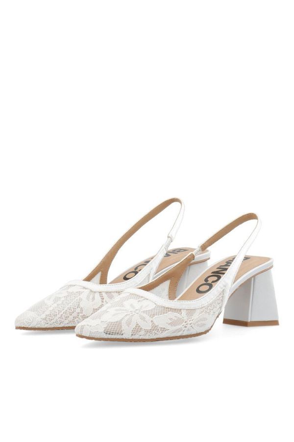 BIANCO Biamaralyn Lace Slingback Heels - White Lace