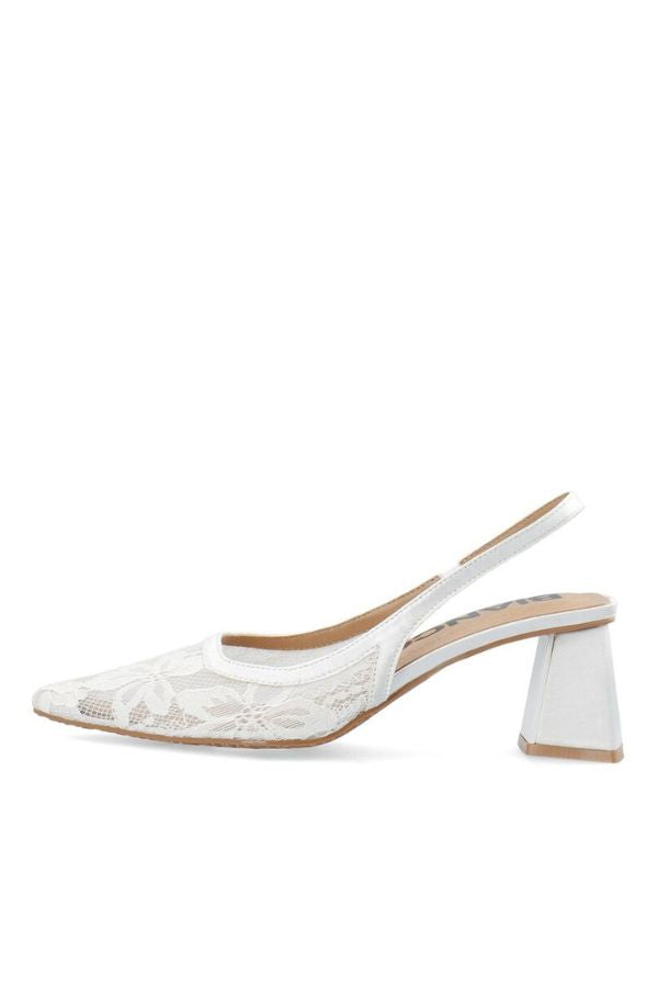BIANCO Biamaralyn Lace Slingback Heels - White Lace