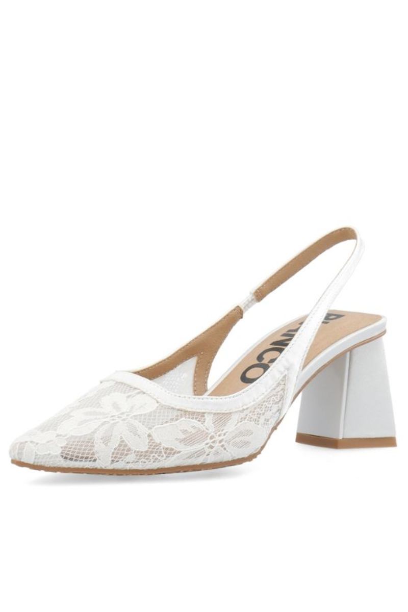 BIANCO Biamaralyn Lace Slingback Heels - White Lace