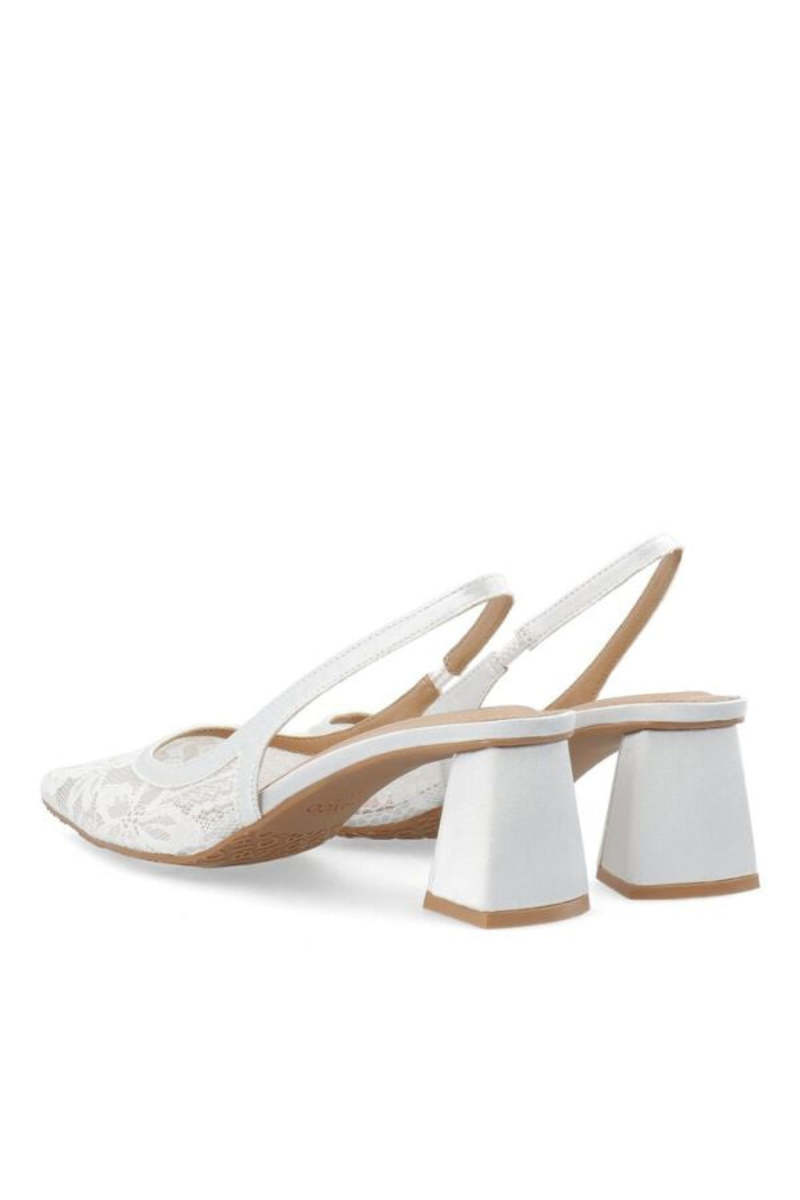 BIANCO Biamaralyn Lace Slingback Heels - White Lace