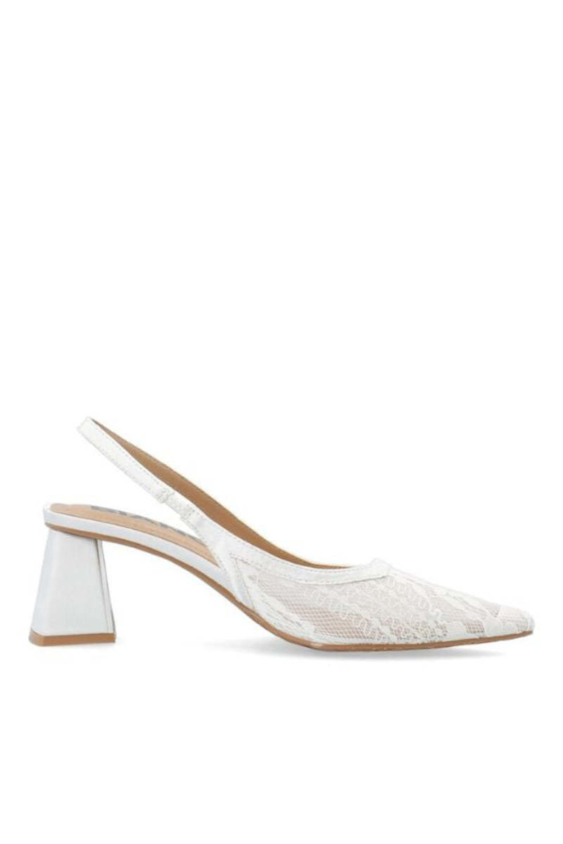 BIANCO Biamaralyn Lace Slingback Heels - White Lace