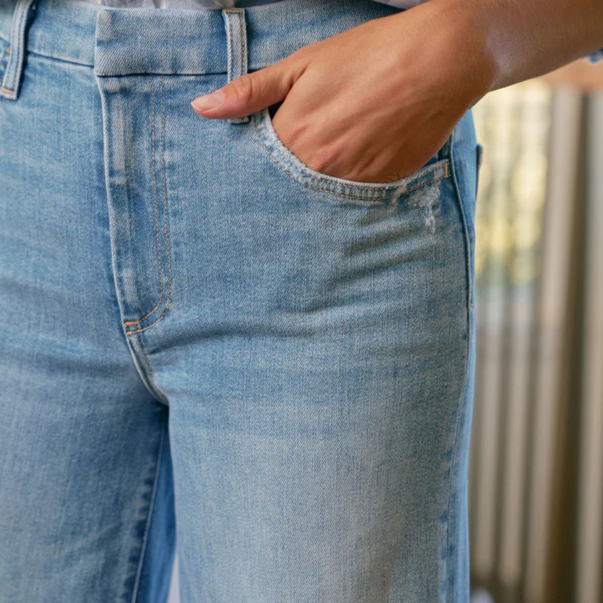 Frank & Eileen East Galway Long Gaucho Jeans - Blue - Image 3 of 4