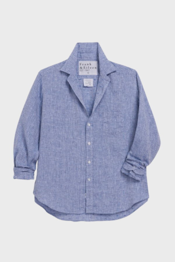 Frank & Eileen Eileen Relaxed Button-Up Shirt - Blue Linen Hearts