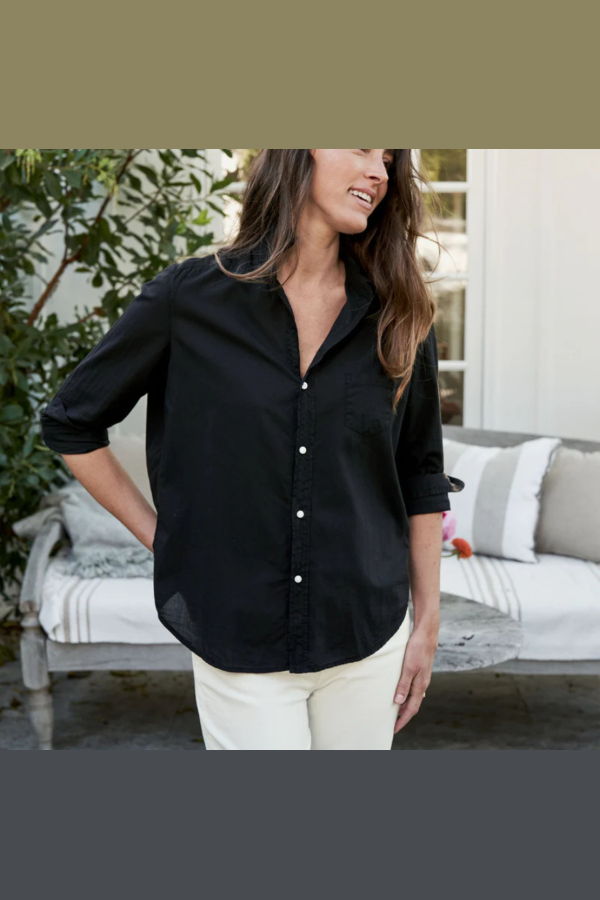 Frank & Eileen Eileen Relaxed Button-Up Shirt - Black Linen