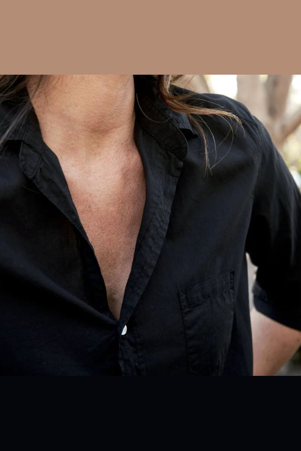 Frank & Eileen Eileen Relaxed Button-Up Shirt - Black Linen