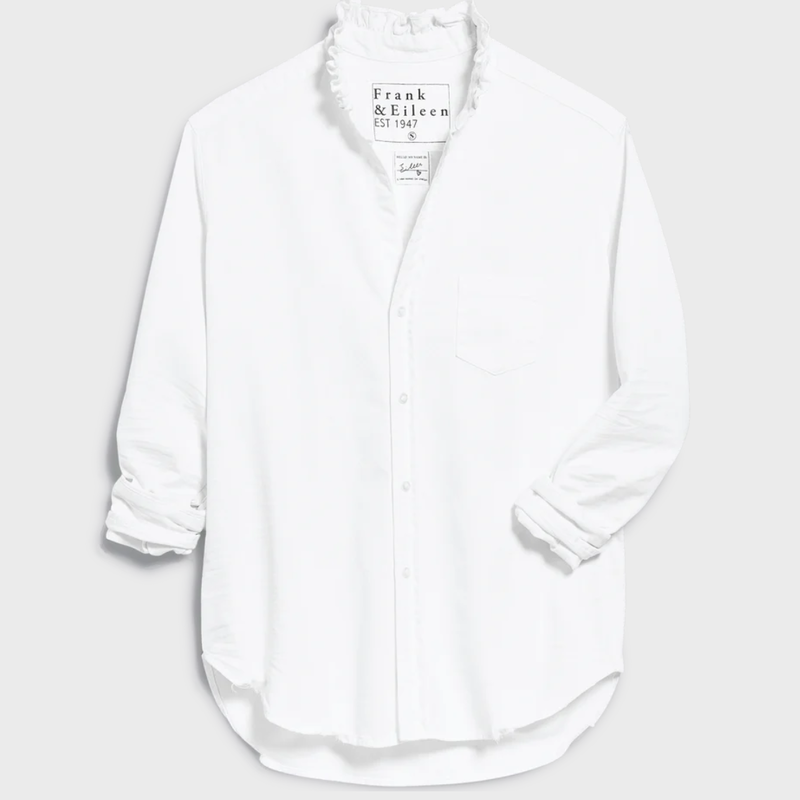 Frank & Eileen Eileen Ruffle Top - White