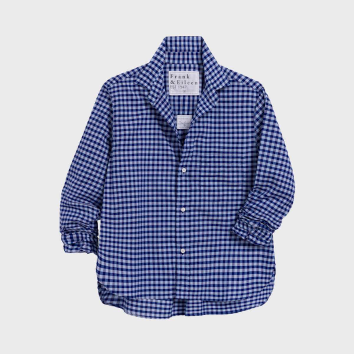 Frank & Eileen Silvio Untuckable Button-Up Shirt - Blue/Light Blue Check - Image 1 of 1