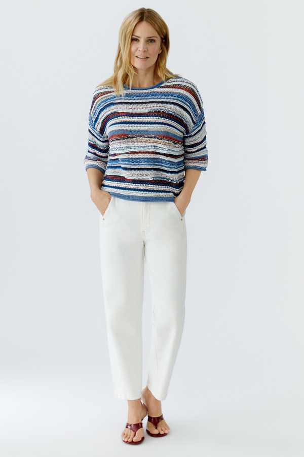 OUI FASHION Striped 3D Knit Sweater