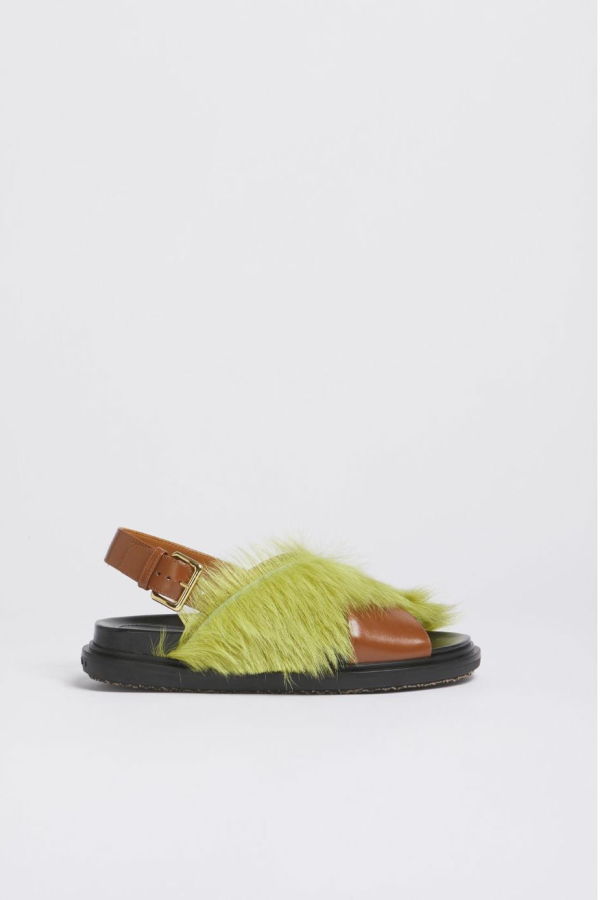 Marni Fussbett Long-Hair and Leather Sandal