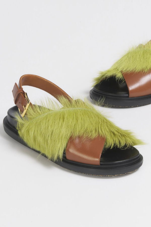 Marni Fussbett Long-Hair and Leather Sandal