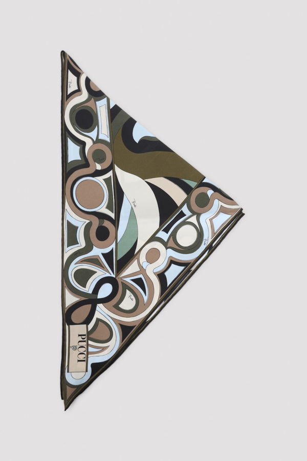 PUCCI Silk Scarf - Khaki Blue