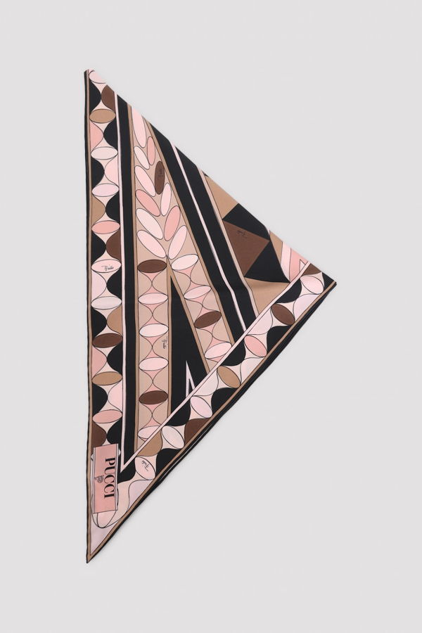 PUCCI Silk Foulard Manuba Print Scarf - Nude