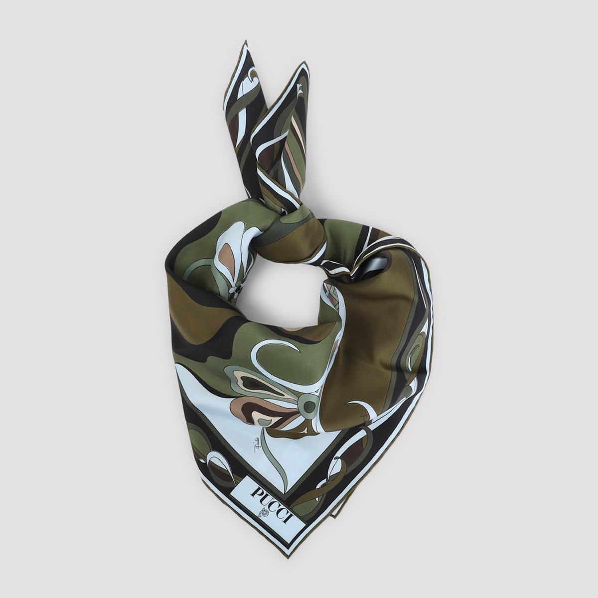 PUCCI Silk Foulard - Khaki Black - Image 1 of 5