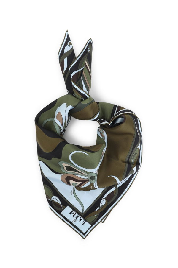 PUCCI Silk Foulard - Khaki Black