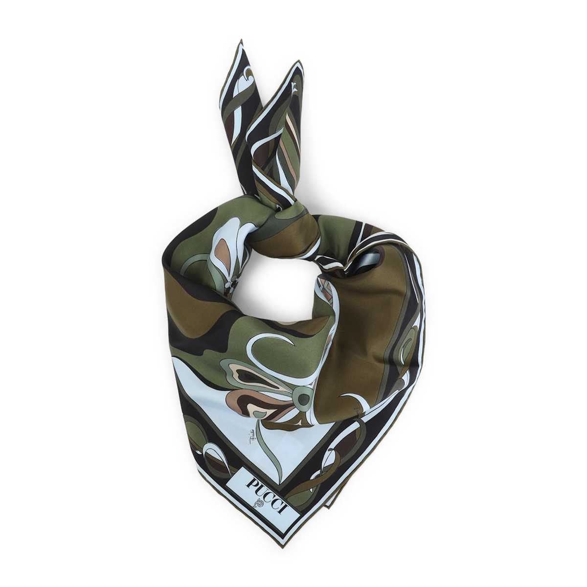 PUCCI Silk Foulard - Khaki Black - Image 2 of 5