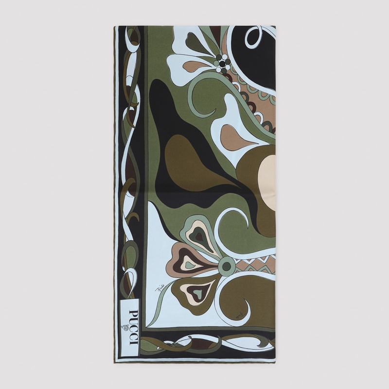 PUCCI Silk Foulard - Khaki Black
