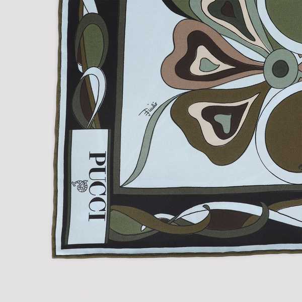 PUCCI Silk Foulard - Khaki Black