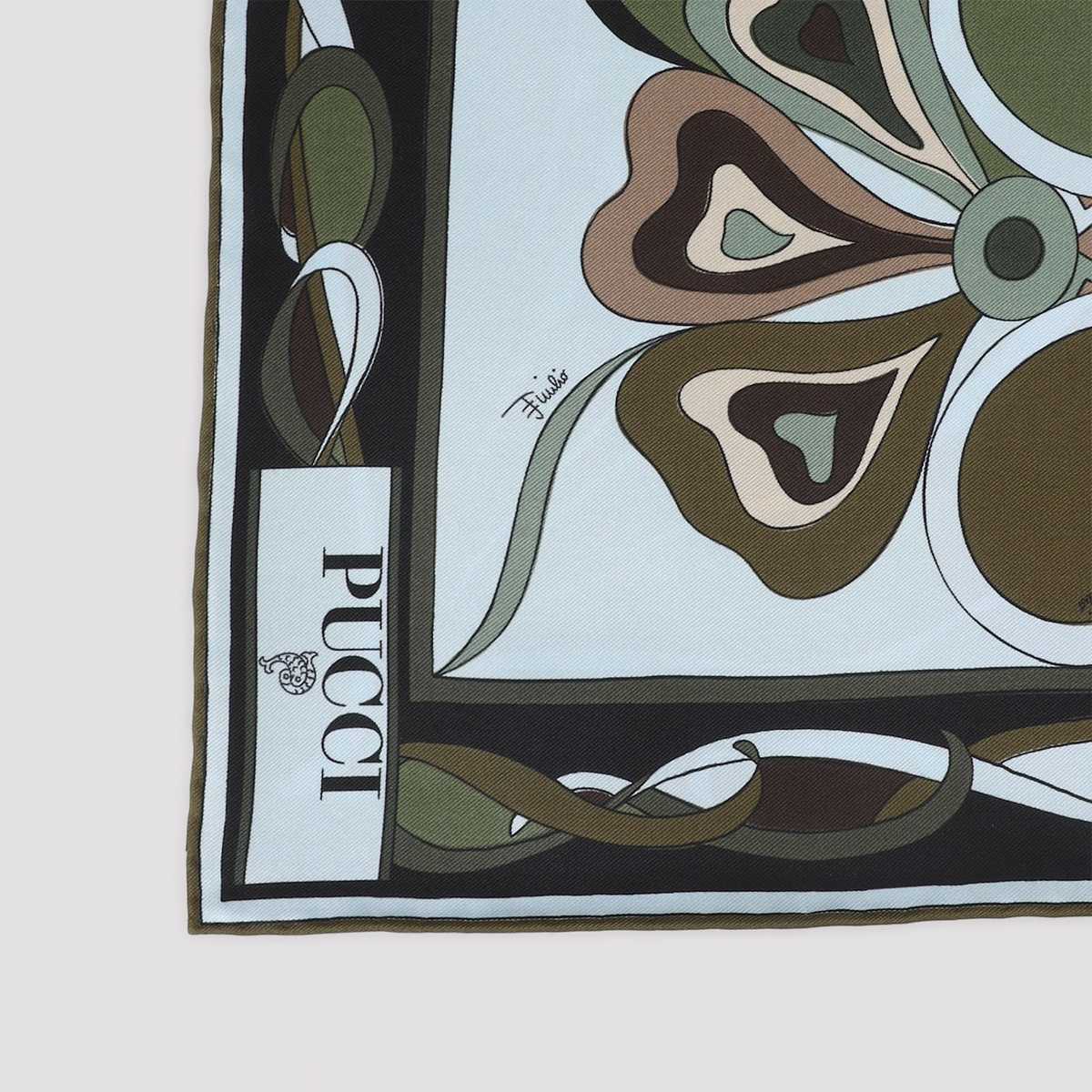PUCCI Silk Foulard - Khaki Black - Image 5 of 5