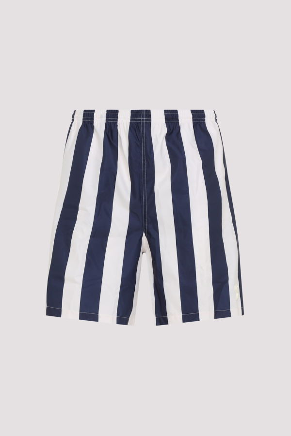 Ami Alexandre Mattiussi Ami Long Stripes Swim Shorts - Blanc Creme Encre