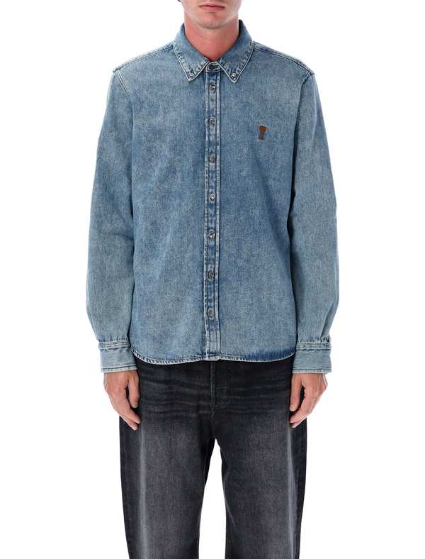 Ami Alexandre Mattiussi Ami De Coeur Denim Shirt - Med Blue