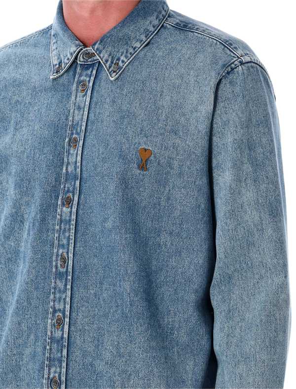 Ami Alexandre Mattiussi Ami De Coeur Denim Shirt - Med Blue
