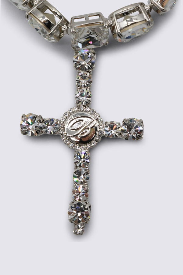 Blumarine Silver Brass Necklace - Crystal
