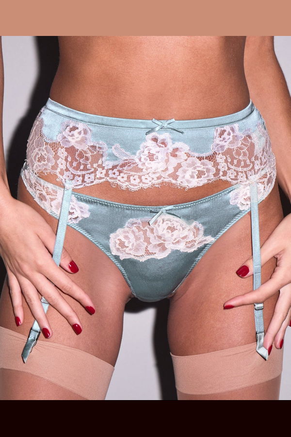fleur du mal Juliet Lace Thong - Frosted Mint