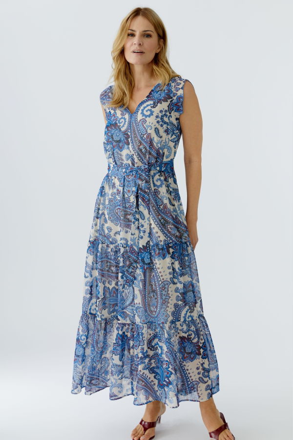 OUI FASHION Robe Paisley Dress - Offwhite Blue