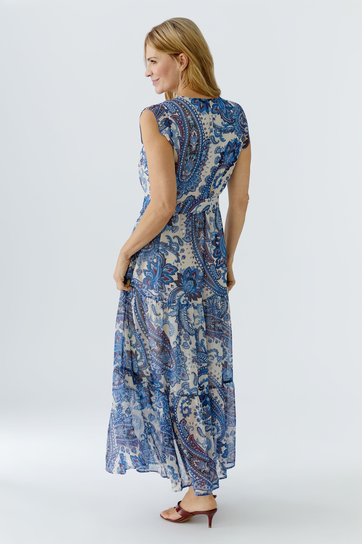 OUI FASHION Robe Paisley Dress - Offwhite Blue - Image 4 of 9