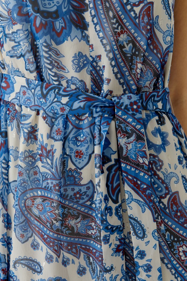 OUI FASHION Robe Paisley Dress - Offwhite Blue