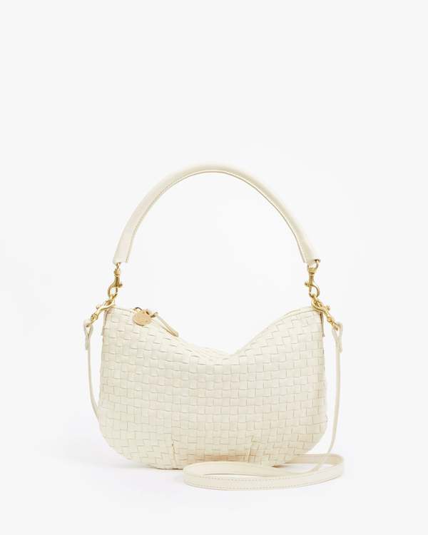 Clare V. Petit Moyen Messenger Bag - Cream Woven Checker Clare V. Petit Moyen Messenger Bag - Cream Woven Checker