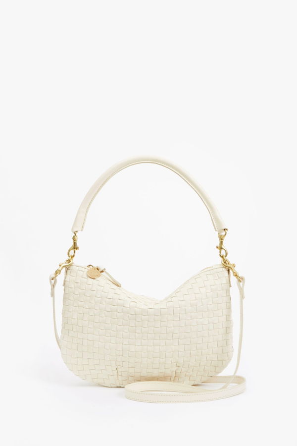 Clare V. Petit Moyen Messenger Bag - Cream Woven Checker