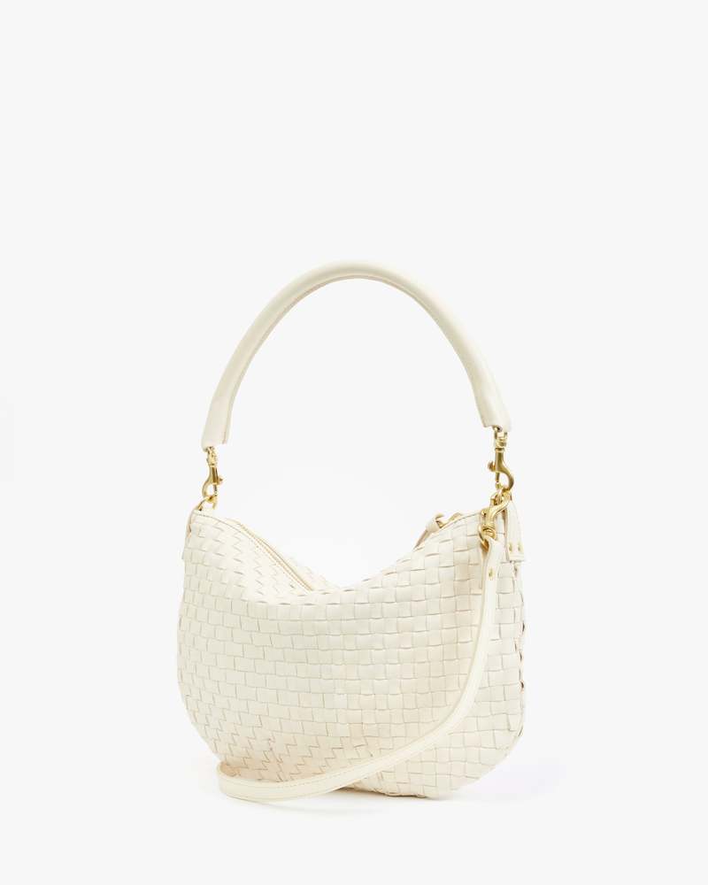 Clare V. Petit Moyen Messenger Bag - Cream Woven Checker