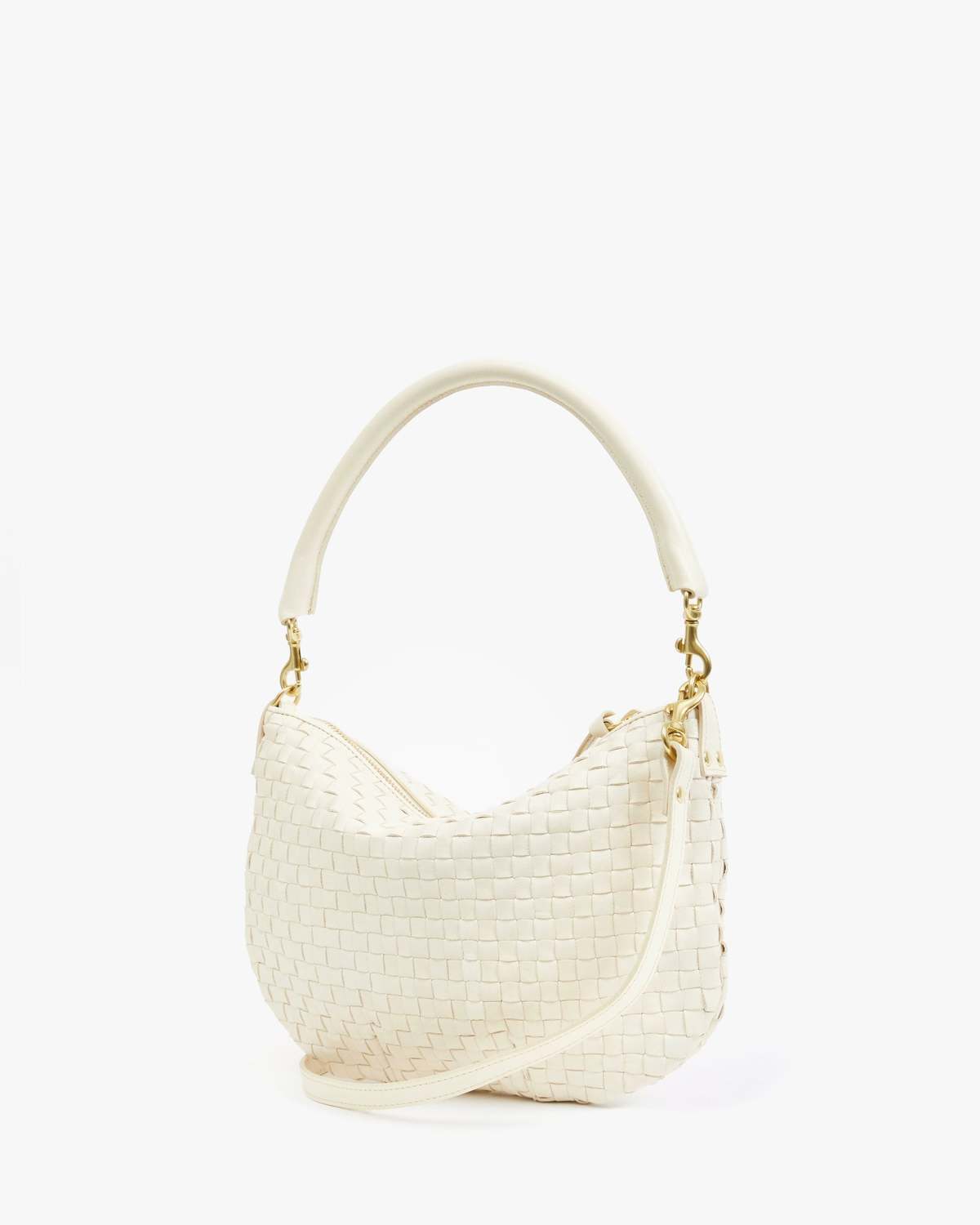 Clare V. Petit Moyen Messenger Bag - Cream Woven Checker - Image 4 of 5