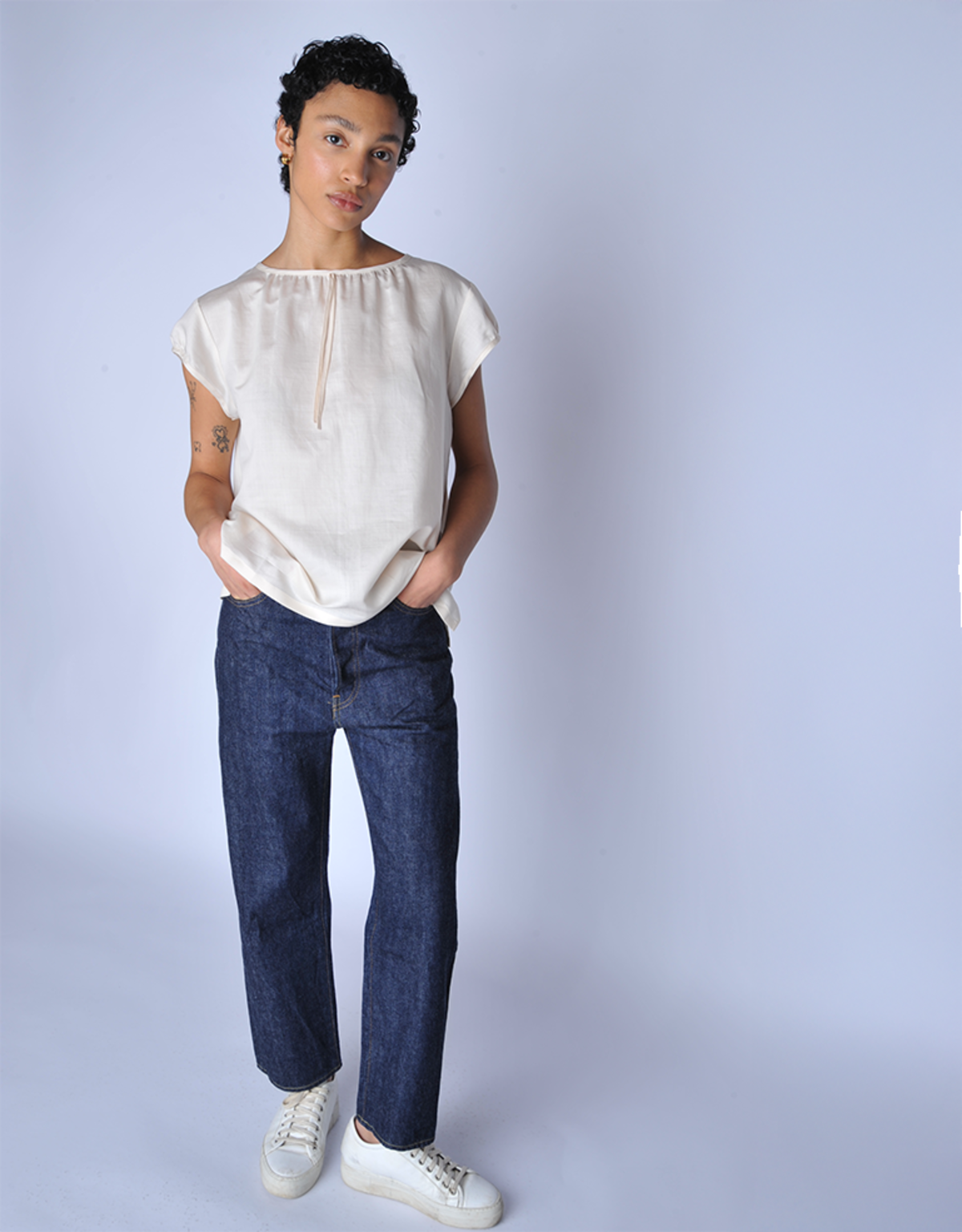 Chimala Champagne Crew Ribbon Blouse - White/Cream - Image 2 of 5