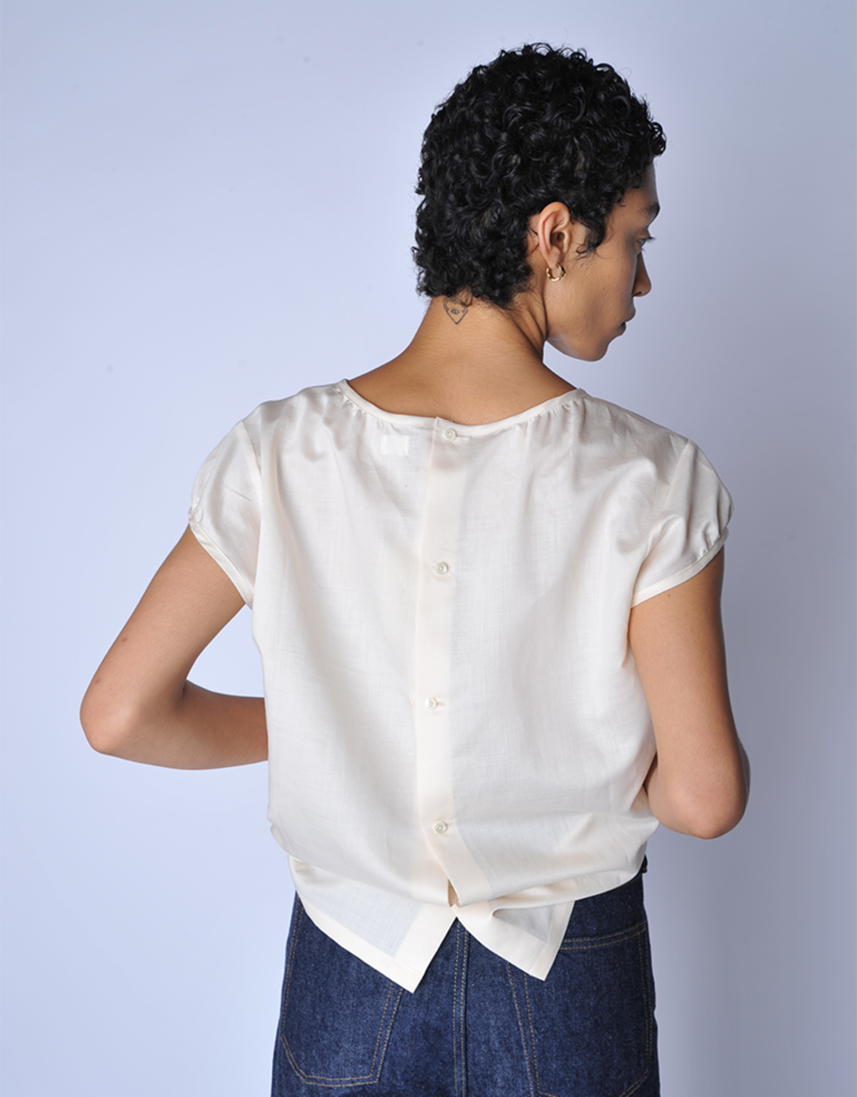 Chimala Champagne Crew Ribbon Blouse - White/Cream - Image 5 of 5