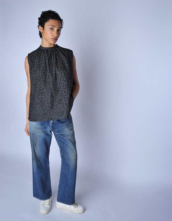 Chimala Polka Dot Jacquard Sleeveless Blouse Top