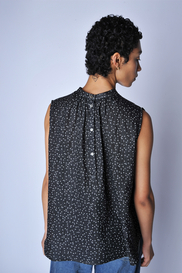 Chimala Polka Dot Jacquard Sleeveless Blouse Top