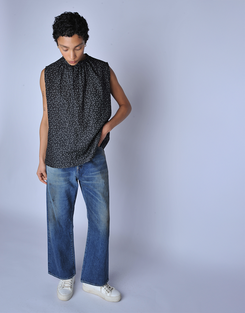 Chimala Polka Dot Jacquard Sleeveless Blouse Top