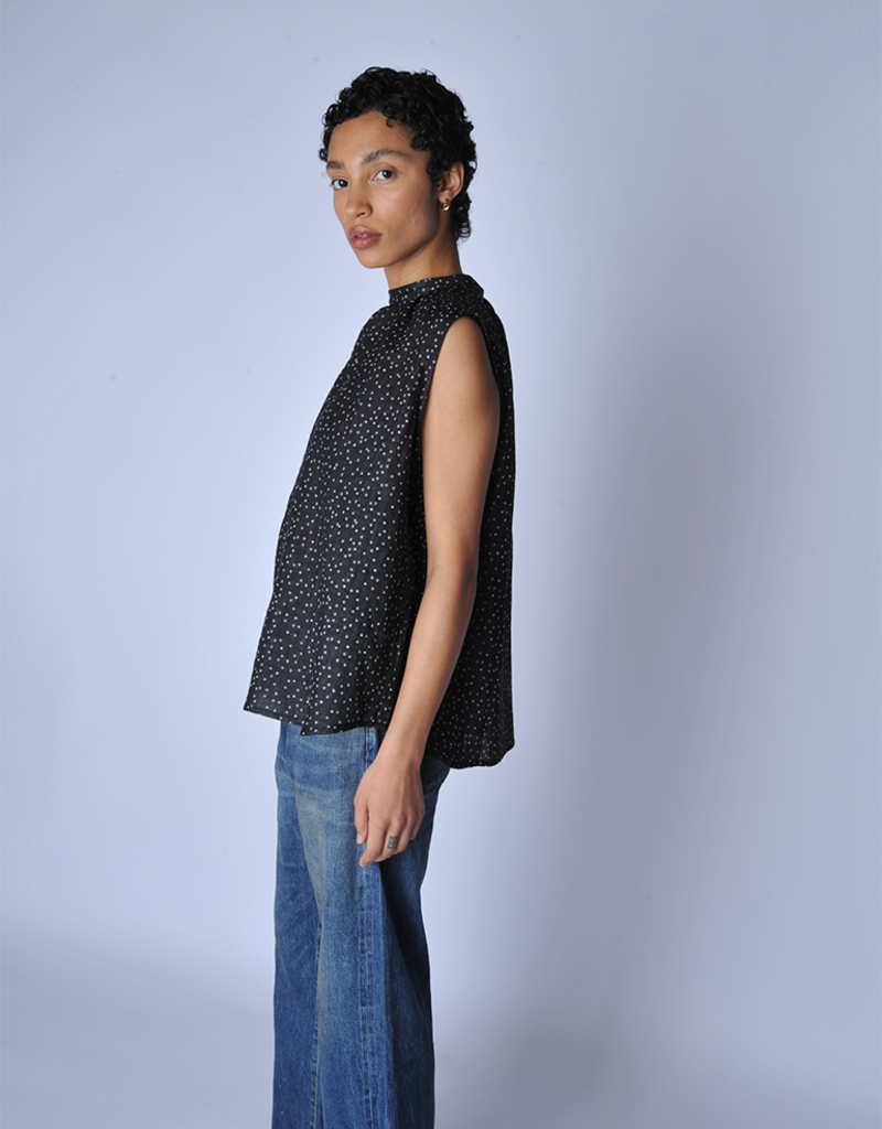 Chimala Polka Dot Jacquard Sleeveless Blouse Top