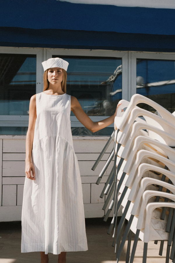 TINY BIG SISTER Low Back Striped Dress