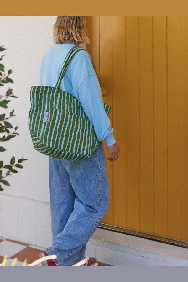 Mosey Me Strokes Quilted Tote Bag