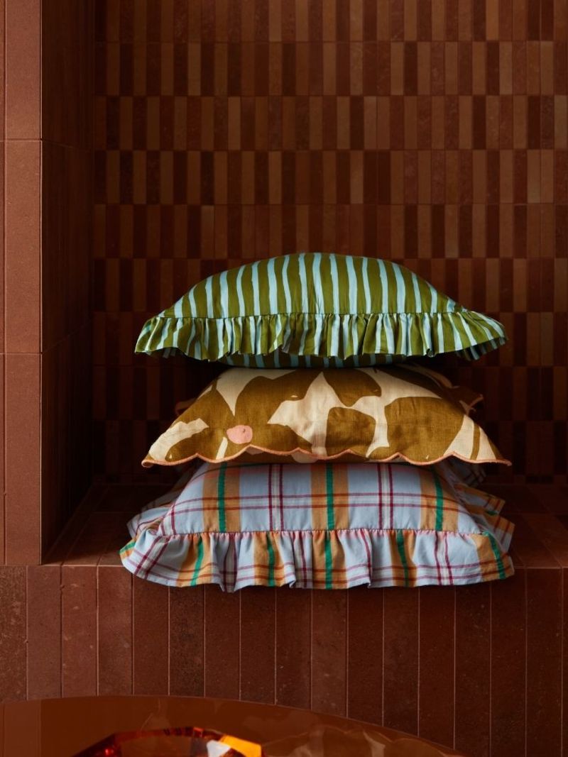 Mosey Me Strokes Ruffle Cushion