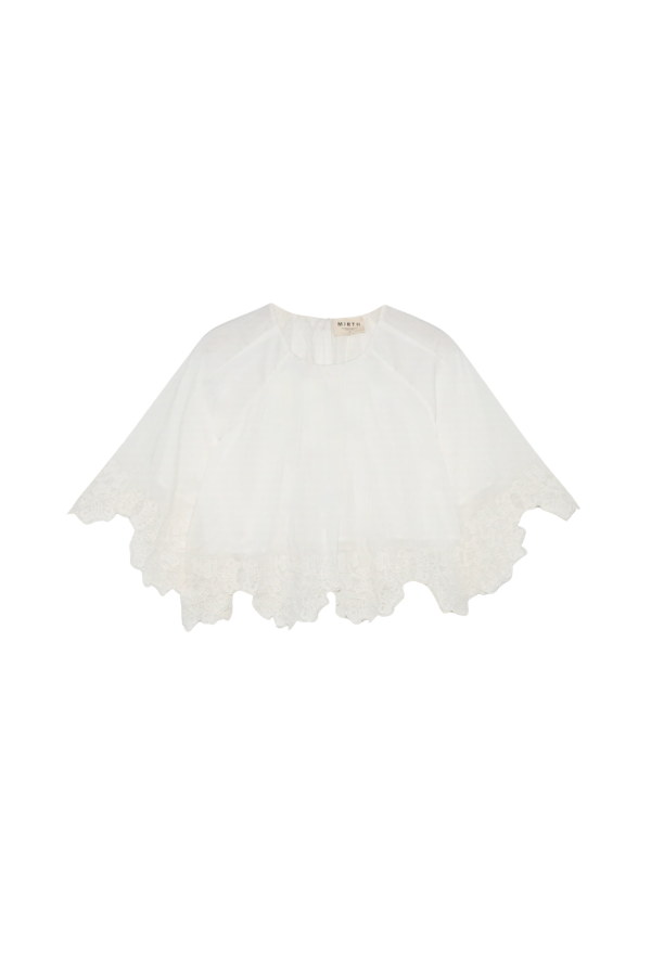 Mirth Bari Top in White Lotus Eyelet